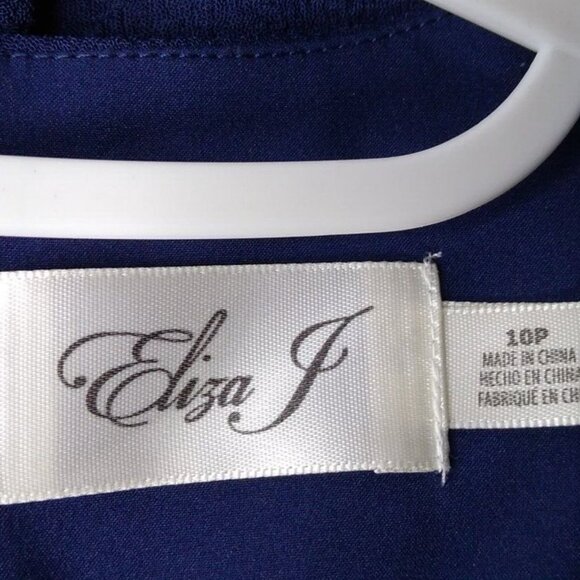 Eliza J Women's Sz 10 P A Line Sheath Dress with Pleated Attachments NAVY 158$ - Picture 6 of 9